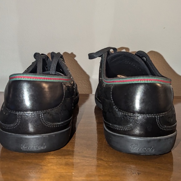 GUCCI Black GG Imprime Leather Monogram Low - Picture 3 of 4